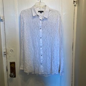 White Patterned Men's Casual Button Down Shirt